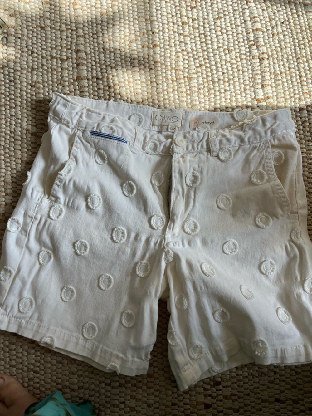 Anthropologie White Embroidered Jean Shorts